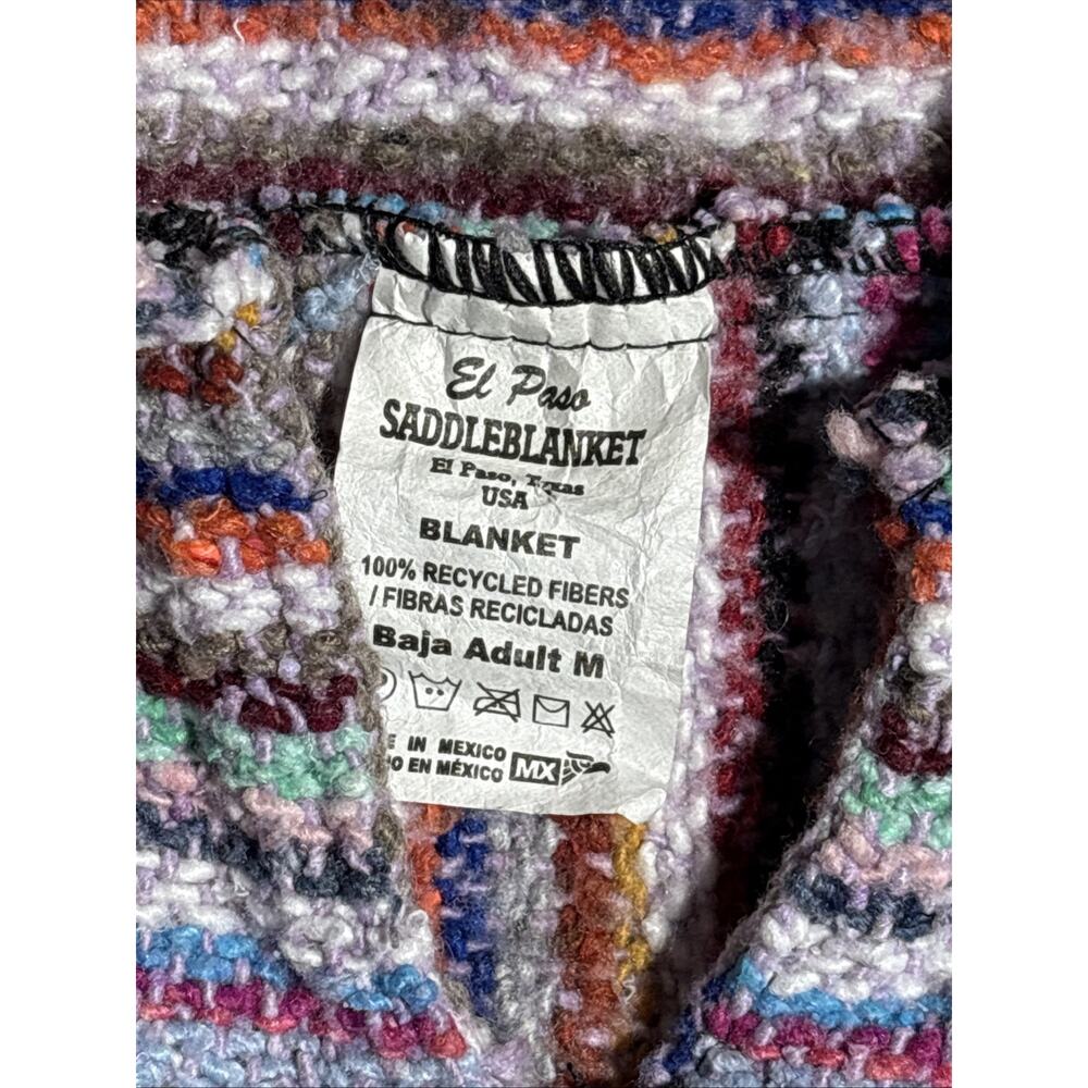 El Paso Saddleblanket Co. Eco Friendly Handmade Striped Baja Hoodie Pullover M - Picture 3 of 5